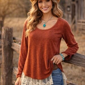 Rodeo Ready Western Wrangler Top With Lace Bottom Womens Size XL